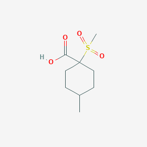 molecular formula C9H16O4S B13307148 1-Methanesulfonyl-4-methylcyclohexane-1-carboxylic acid 