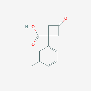 molecular formula C12H12O3 B13307175 3-Oxo-1-(m-tolyl)cyclobutane-1-carboxylic acid 