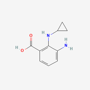 molecular formula C10H12N2O2 B13307180 3-Amino-2-(cyclopropylamino)benzoic acid 