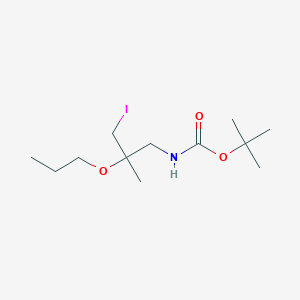 molecular formula C12H24INO3 B13307185 tert-Butyl N-(3-iodo-2-methyl-2-propoxypropyl)carbamate 