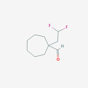 molecular formula C10H16F2O B13307198 1-(2,2-Difluoroethyl)cycloheptane-1-carbaldehyde 