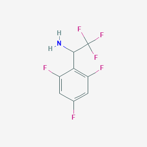 molecular formula C8H5F6N B13307248 2,2,2-Trifluoro-1-(2,4,6-trifluorophenyl)ethan-1-amine 