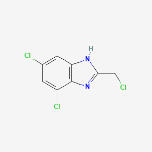 molecular formula C8H5Cl3N2 B13307254 5,7-Dichloro-2-(chloromethyl)-1H-1,3-benzodiazole 