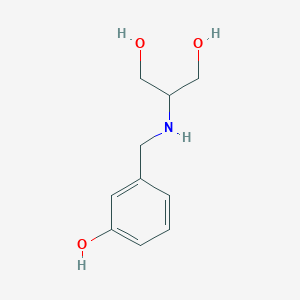 molecular formula C10H15NO3 B13307282 2-{[(3-Hydroxyphenyl)methyl]amino}propane-1,3-diol 