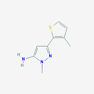 molecular formula C9H11N3S B13307435 1-methyl-3-(3-methylthiophen-2-yl)-1H-pyrazol-5-amine 