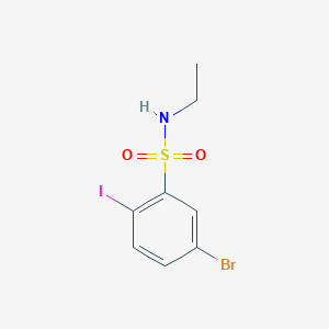 molecular formula C8H9BrINO2S B13307500 5-Bromo-N-ethyl-2-iodobenzene-1-sulfonamide 