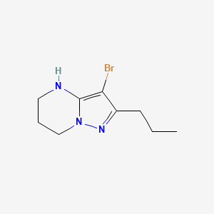 molecular formula C9H14BrN3 B13307533 3-Bromo-2-propyl-4H,5H,6H,7H-pyrazolo[1,5-a]pyrimidine 