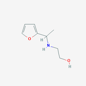 molecular formula C8H13NO2 B13307558 2-{[1-(Furan-2-yl)ethyl]amino}ethan-1-ol 