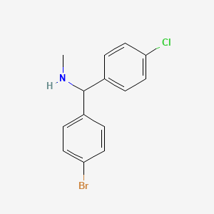 molecular formula C14H13BrClN B13307596 [(4-Bromophenyl)(4-chlorophenyl)methyl](methyl)amine 