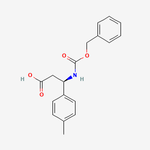 molecular formula C18H19NO4 B13307618 (3R)-3-{[(benzyloxy)carbonyl]amino}-3-(4-methylphenyl)propanoic acid 