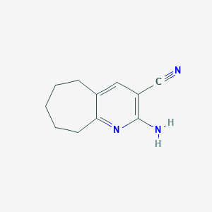 molecular formula C11H13N3 B13307619 2-Amino-6,7,8,9-tetrahydro-5H-cyclohepta[b]pyridine-3-carbonitrile 