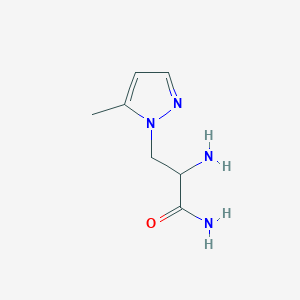 molecular formula C7H12N4O B13307636 2-amino-3-(5-methyl-1H-pyrazol-1-yl)propanamide 