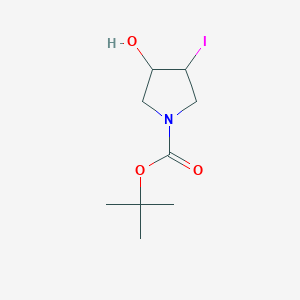 molecular formula C9H16INO3 B13307698 tert-Butyl 3-hydroxy-4-iodopyrrolidine-1-carboxylate 