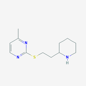 molecular formula C12H19N3S B13307716 4-Methyl-2-([2-(piperidin-2-YL)ethyl]sulfanyl)pyrimidine 