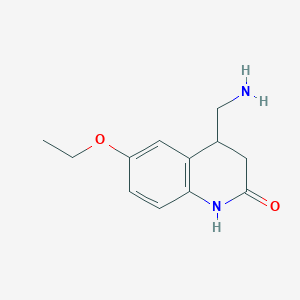 molecular formula C12H16N2O2 B13307733 4-(Aminomethyl)-6-ethoxy-1,2,3,4-tetrahydroquinolin-2-one 