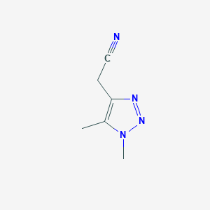 molecular formula C6H8N4 B13307736 2-(Dimethyl-1H-1,2,3-triazol-4-yl)acetonitrile 