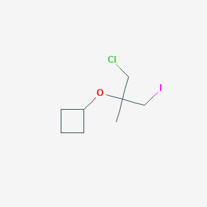 molecular formula C8H14ClIO B13307765 [(1-Chloro-3-iodo-2-methylpropan-2-yl)oxy]cyclobutane 