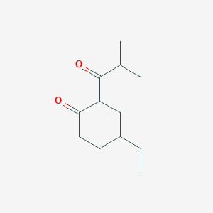 molecular formula C12H20O2 B13307776 4-Ethyl-2-(2-methylpropanoyl)cyclohexan-1-one 