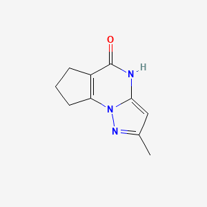 molecular formula C10H11N3O B13307798 11-Methyl-1,8,12-triazatricyclo[7.3.0.0,2,6]dodeca-2(6),9,11-trien-7-one 