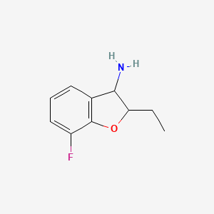 molecular formula C10H12FNO B13307831 2-Ethyl-7-fluoro-2,3-dihydro-1-benzofuran-3-amine 