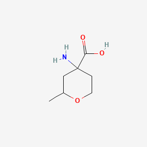 molecular formula C7H13NO3 B13307887 4-Amino-2-methyloxane-4-carboxylic acid 