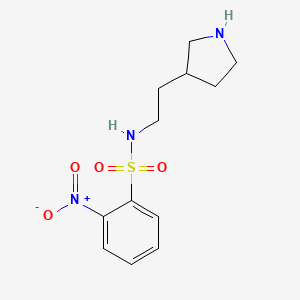 molecular formula C12H17N3O4S B13307905 2-Nitro-N-[2-(pyrrolidin-3-yl)ethyl]benzene-1-sulfonamide 