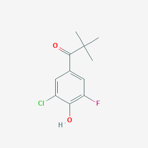 molecular formula C11H12ClFO2 B13307909 1-(3-Chloro-5-fluoro-4-hydroxyphenyl)-2,2-dimethylpropan-1-one 