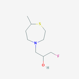 molecular formula C9H18FNOS B13307948 1-Fluoro-3-(7-methyl-1,4-thiazepan-4-yl)propan-2-ol 