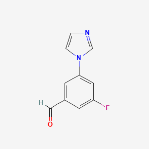 molecular formula C10H7FN2O B13308048 3-Fluoro-5-(1H-imidazol-1-yl)benzaldehyde 