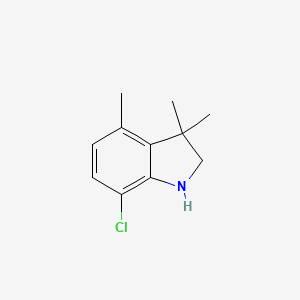 molecular formula C11H14ClN B13308064 7-Chloro-3,3,4-trimethyl-2,3-dihydro-1H-indole 