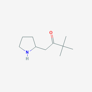 molecular formula C10H19NO B13308087 3,3-Dimethyl-1-(pyrrolidin-2-yl)butan-2-one 