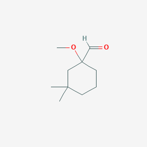 molecular formula C10H18O2 B13308114 1-Methoxy-3,3-dimethylcyclohexane-1-carbaldehyde CAS No. 1935248-51-3