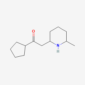 molecular formula C13H23NO B13308115 1-Cyclopentyl-2-(6-methylpiperidin-2-yl)ethan-1-one 