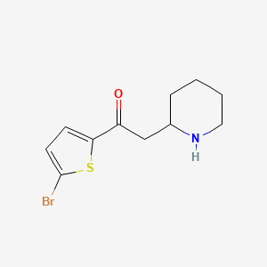 molecular formula C11H14BrNOS B13308180 1-(5-Bromothiophen-2-yl)-2-(piperidin-2-yl)ethan-1-one 