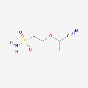 molecular formula C5H10N2O3S B13308248 2-(1-Cyanoethoxy)ethane-1-sulfonamide 