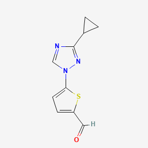 molecular formula C10H9N3OS B13308255 5-(3-Cyclopropyl-1H-1,2,4-triazol-1-yl)thiophene-2-carbaldehyde 