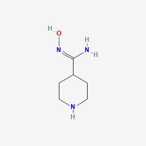 molecular formula C6H13N3O B13308311 N'-hydroxypiperidine-4-carboximidamide 