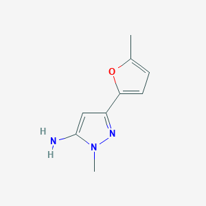 molecular formula C9H11N3O B13308317 1-Methyl-3-(5-methylfuran-2-YL)-1H-pyrazol-5-amine 