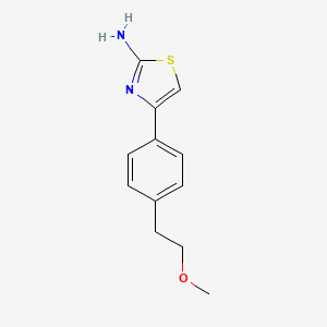 molecular formula C12H14N2OS B13308321 4-[4-(2-Methoxyethyl)phenyl]-1,3-thiazol-2-amine 