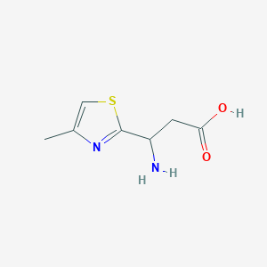 molecular formula C7H10N2O2S B13308340 3-Amino-3-(4-methyl-1,3-thiazol-2-yl)propanoic acid 