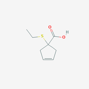 molecular formula C8H12O2S B13308348 1-(Ethylsulfanyl)cyclopent-3-ene-1-carboxylic acid 