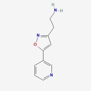 molecular formula C10H11N3O B13308363 2-(5-Pyridin-3-YL-isoxazol-3-YL)-ethylamine 