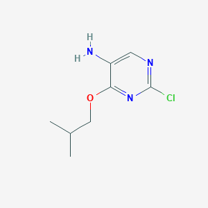 molecular formula C8H12ClN3O B13308374 2-Chloro-4-(2-methylpropoxy)pyrimidin-5-amine 