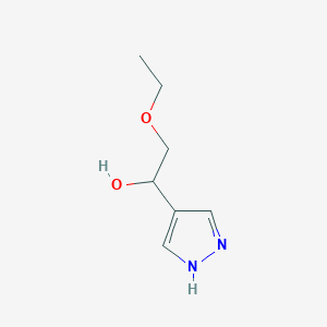 molecular formula C7H12N2O2 B13308396 2-Ethoxy-1-(1H-pyrazol-4-yl)ethan-1-ol 