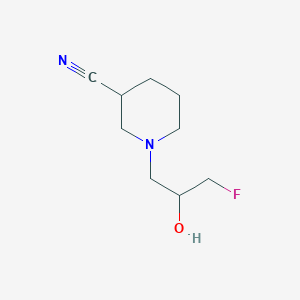 molecular formula C9H15FN2O B13308430 1-(3-Fluoro-2-hydroxypropyl)piperidine-3-carbonitrile 