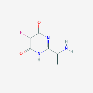 molecular formula C6H8FN3O2 B13308438 2-(1-Aminoethyl)-5-fluoro-1,4,5,6-tetrahydropyrimidine-4,6-dione 