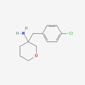 molecular formula C12H16ClNO B13308468 3-[(4-Chlorophenyl)methyl]oxan-3-amine 