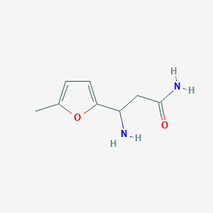 molecular formula C8H12N2O2 B13308534 3-Amino-3-(5-methylfuran-2-yl)propanamide 