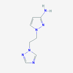 molecular formula C7H10N6 B13308542 1-[2-(1H-1,2,4-Triazol-1-YL)ethyl]-1H-pyrazol-3-amine 