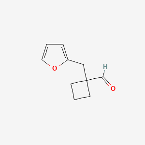 molecular formula C10H12O2 B13308565 1-[(Furan-2-yl)methyl]cyclobutane-1-carbaldehyde 